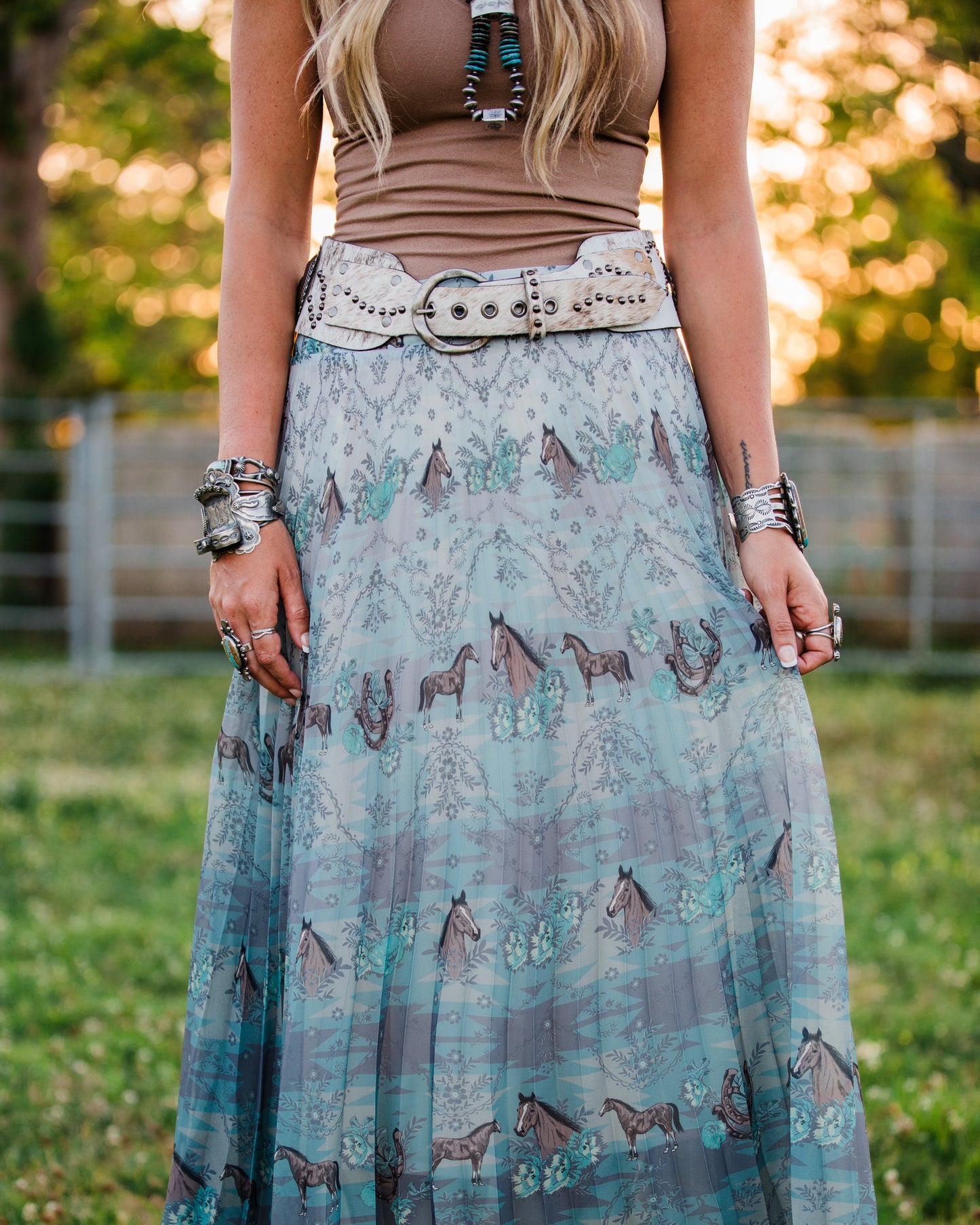 The Rosen Cowhide Concho Belt