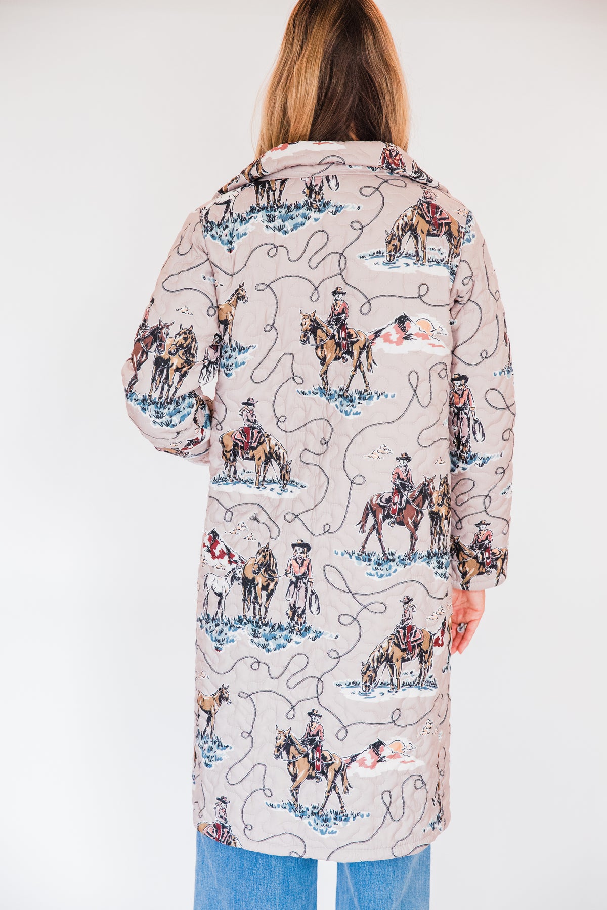 The Imani | Long Quilted Western Graphic Jacket