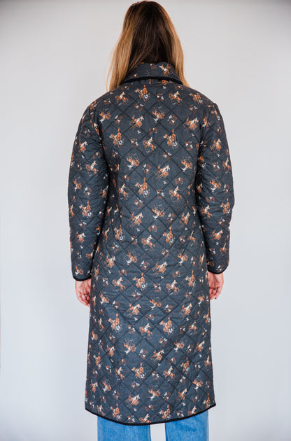 The Pizarro | Cowboy Print Quilted Long Coat by Tasha Polizzi