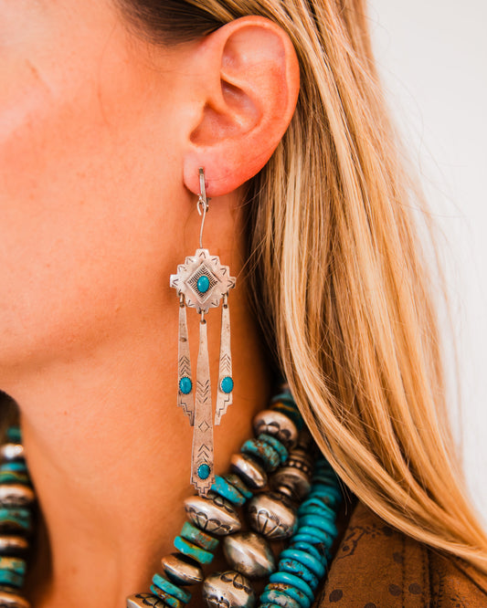 The Torino’s | Vintage Clip-On Dangle Turquoise Earrings