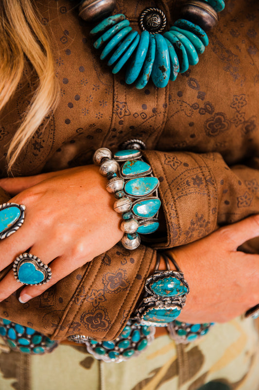 The Davis | Vintage 5 Stone Turquoise Cuff