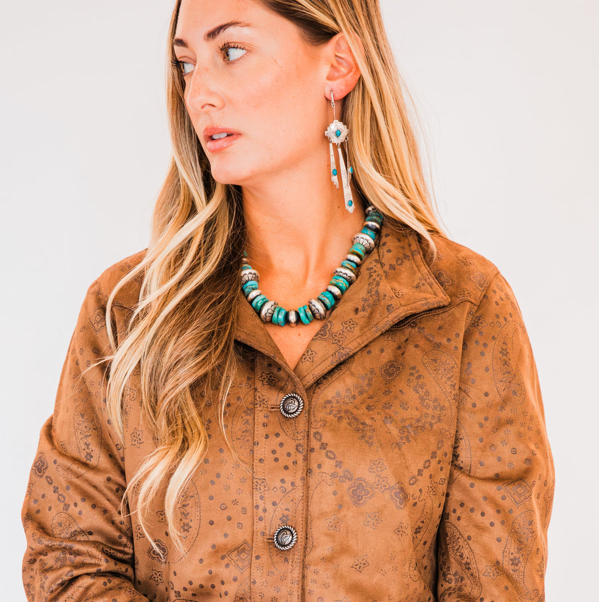 The Rocco | 19" Turquoise & Navajo Pearl Necklace by Harold Tahe