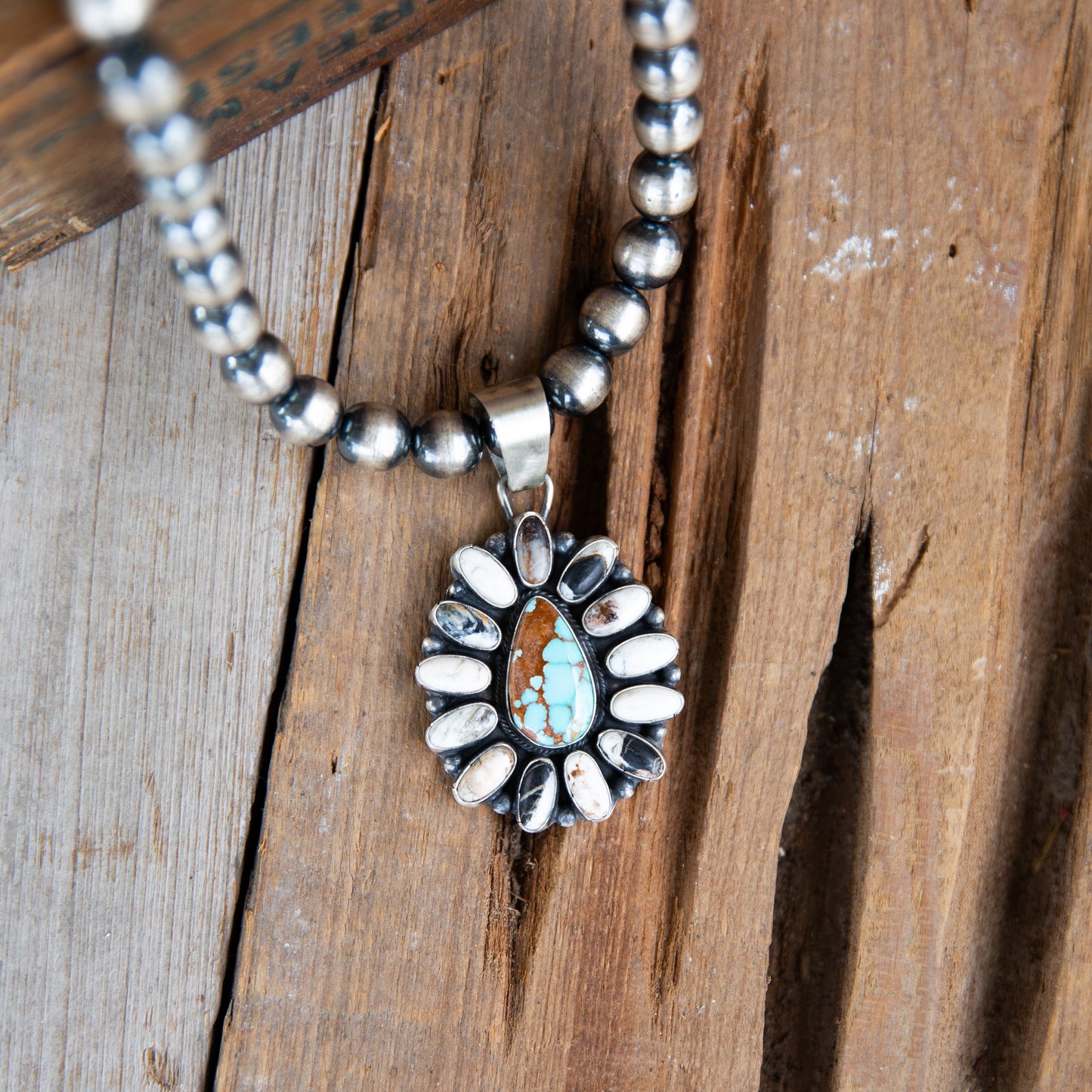 The Atlas | White Buffalo & Turquoise Pendant by Sheila