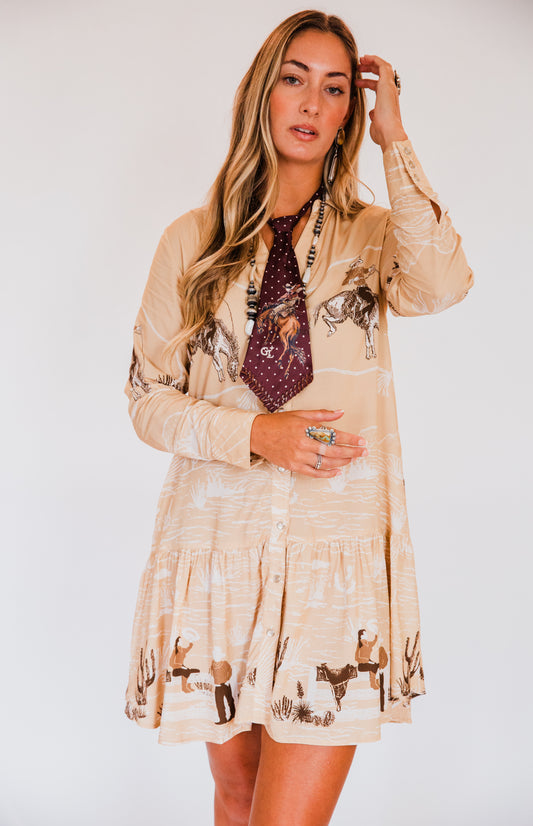 The Grazen | Bronc Rider Desert Print Dress