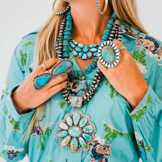 The Pinnacle | Triple Strand Pearl & Sonoran Cluster Necklace by Charles Johnson