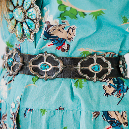 The Amigo | Vintage Sand Cast and Kingman Turquoise Leather Belt