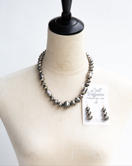 The Largo 19" Pearl Necklace + Earrings Navajo Pearl Set