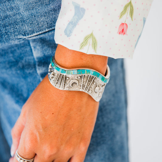 The Panora | Sterling and Turquoise Cuff by Merle House