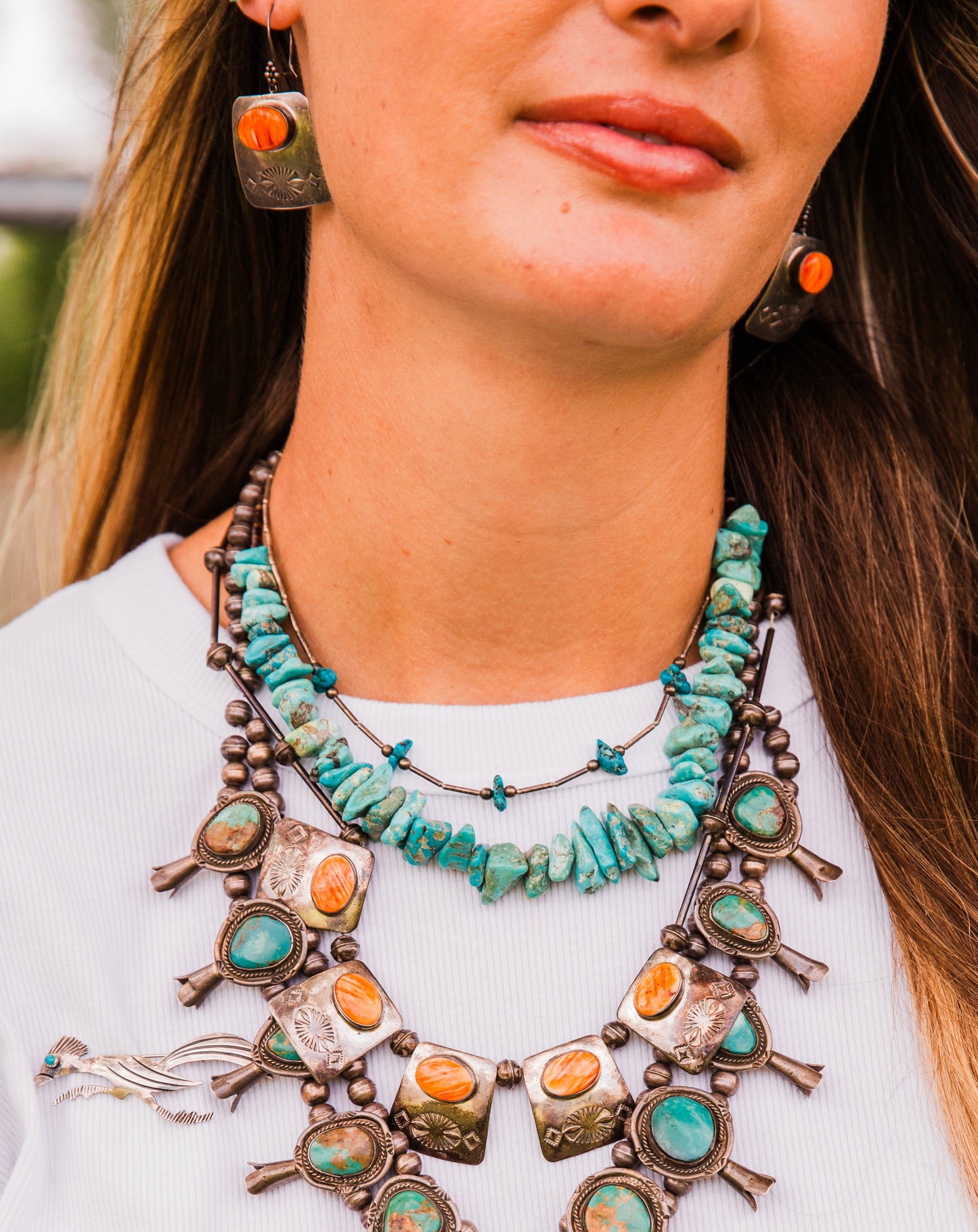 The Jacinda Vintage Orange Spiny Necklace Set