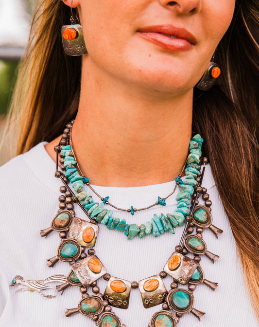 The Jacinda Vintage Orange Spiny Necklace Set