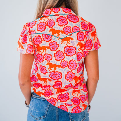 The Meadow | Pink Floral & Horse Pearl Snap