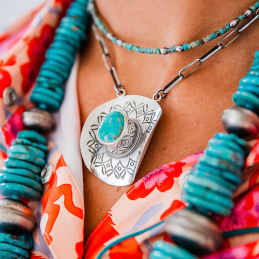 The Stetson | Turquoise Cowboy Hat Necklace by Randy Boyd
