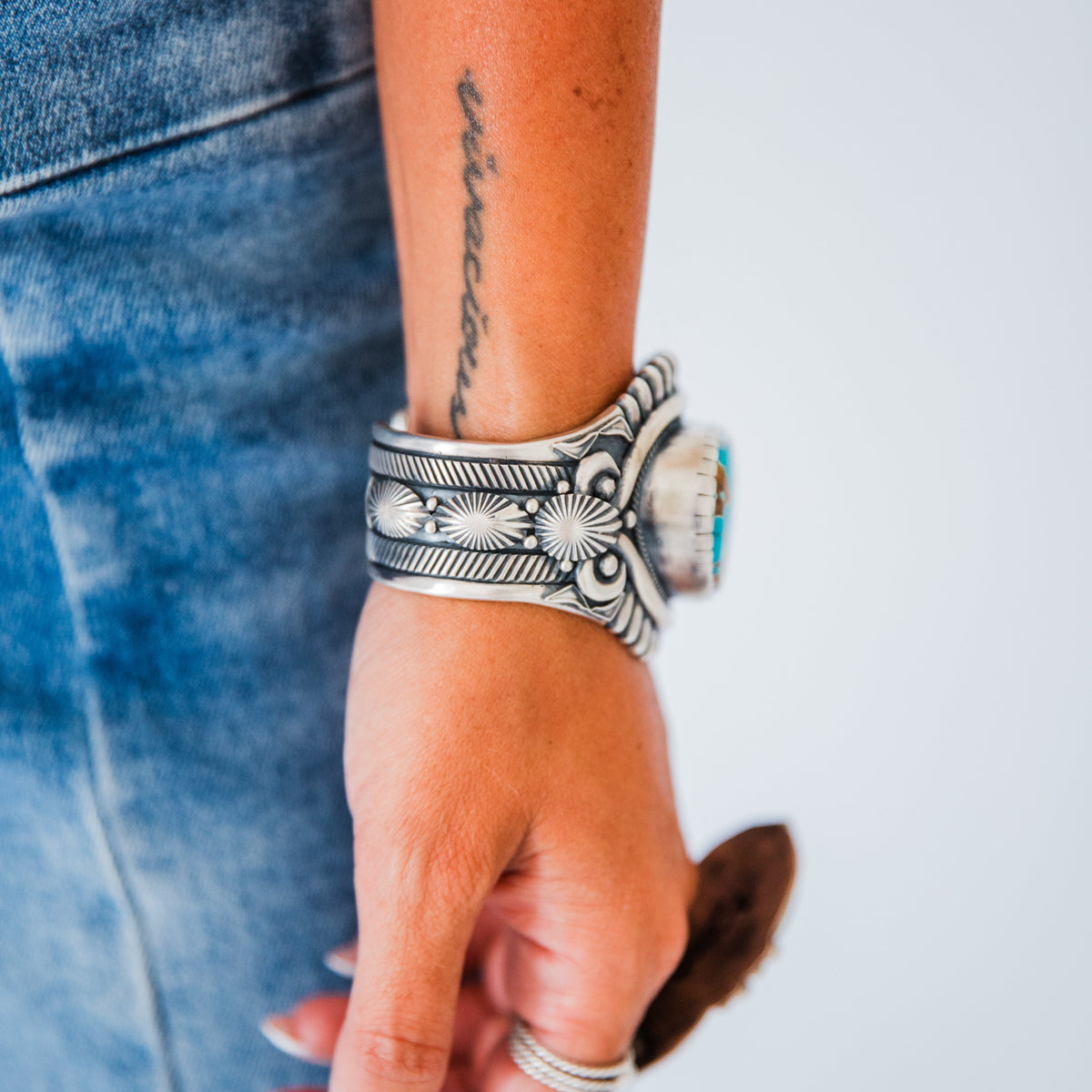 The Macho | Blue Royston Turquoise Ingot Silver Cuff by Derrick Gordon