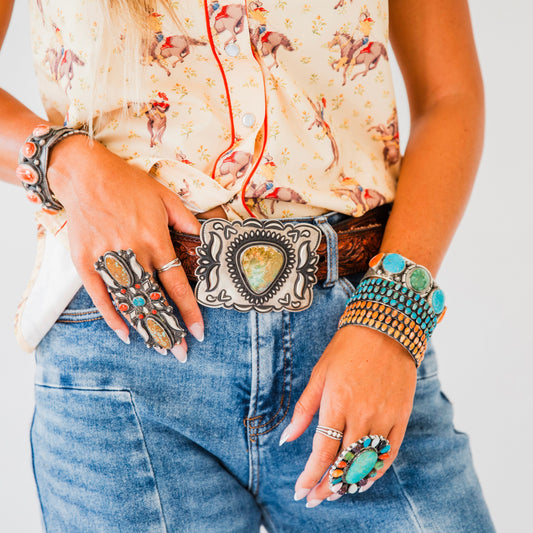 The Gazelle | Royston Turquoise Belt Buckle by Leander Tahe