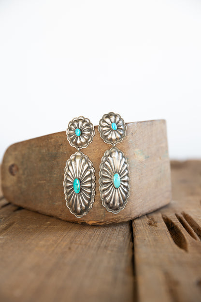 The Rylynn’s | Vintage Concho and Turquoise Dangle Earrings by Rita Lee