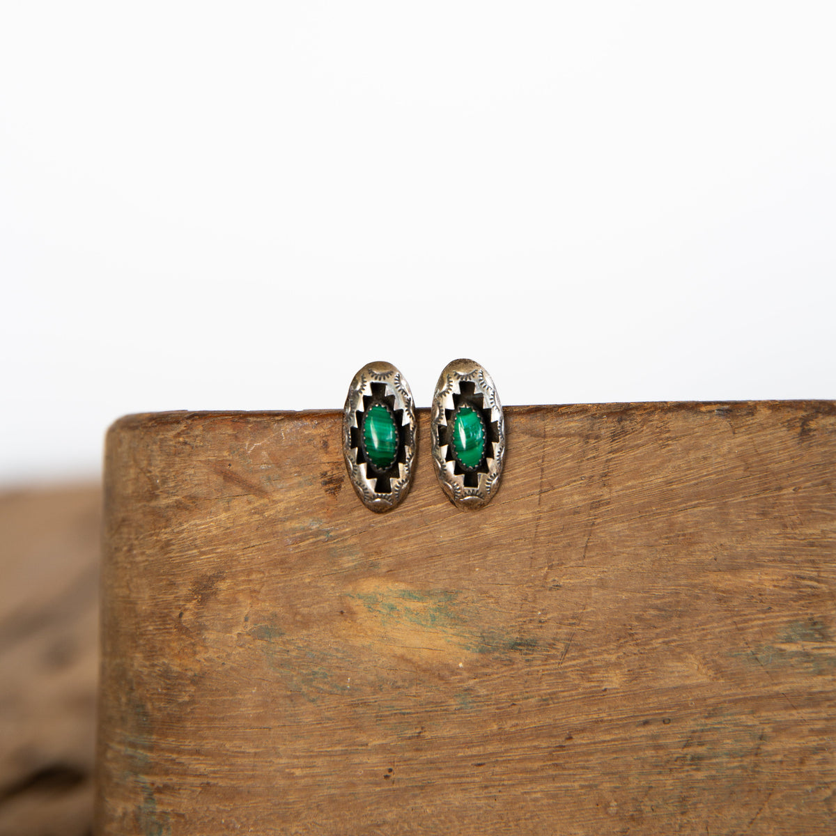 The Villa’s | Vintage Malachite Shadow Box Earrings