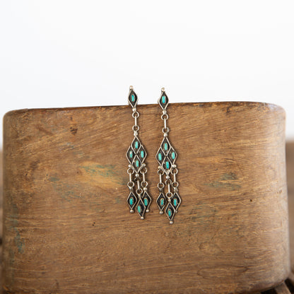 The Reeve’s | Vintage Zuni Dangle Turquoise Earrings