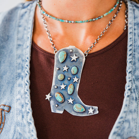 The Candora | Mine 8 Turquoise Boot Necklace by Livingston