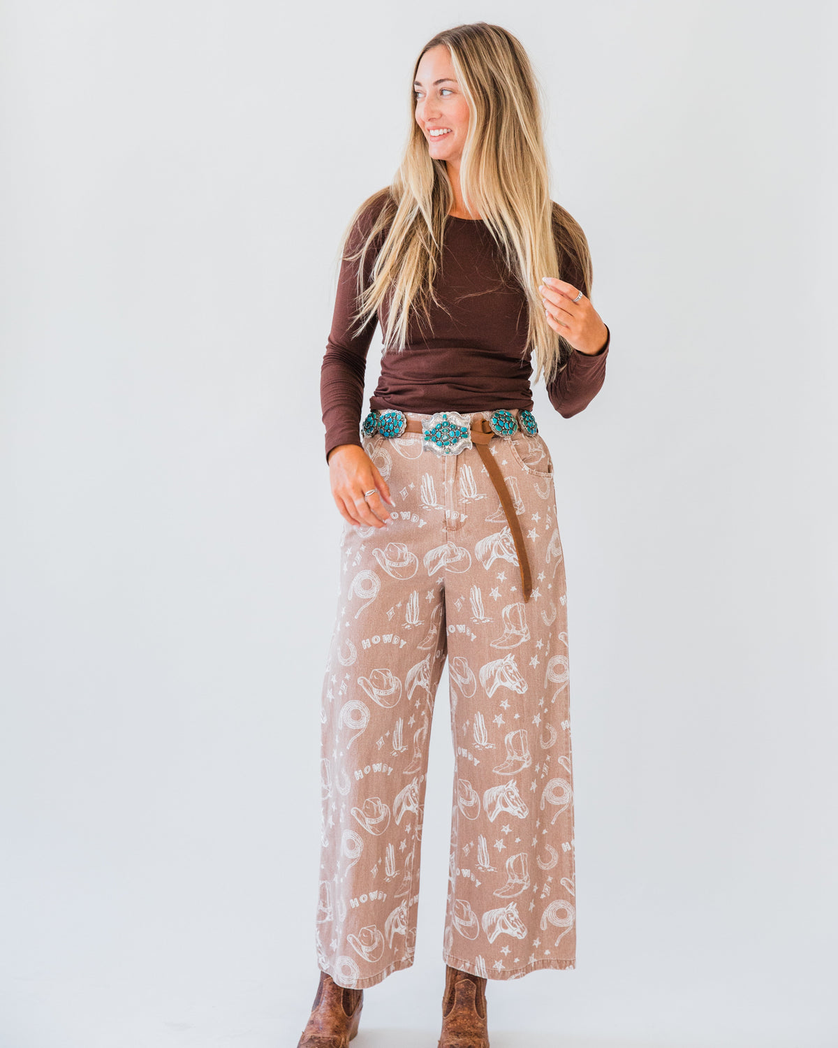 The Dupont's | Western Print Wide Leg Pants