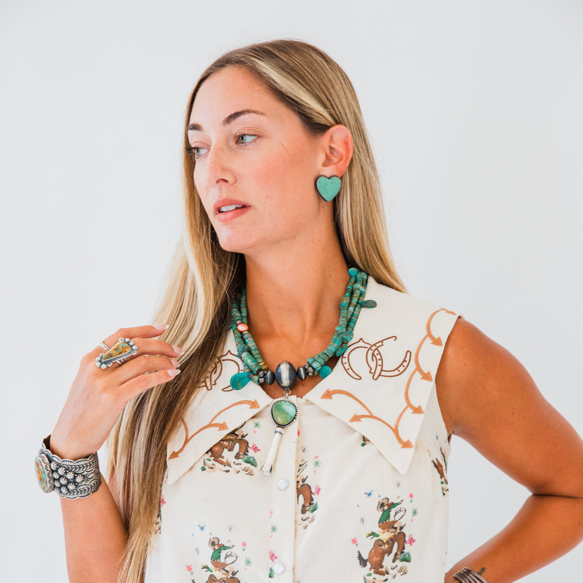 The Leiana’s | Vintage Turquoise Heart Clip-On Earrings