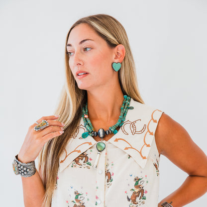 The Leiana’s | Vintage Turquoise Heart Clip-On Earrings
