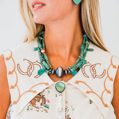 The Alpha | Vintage Mixed Stone Necklace with Pendant by Erick and Amelia Lewis Begay