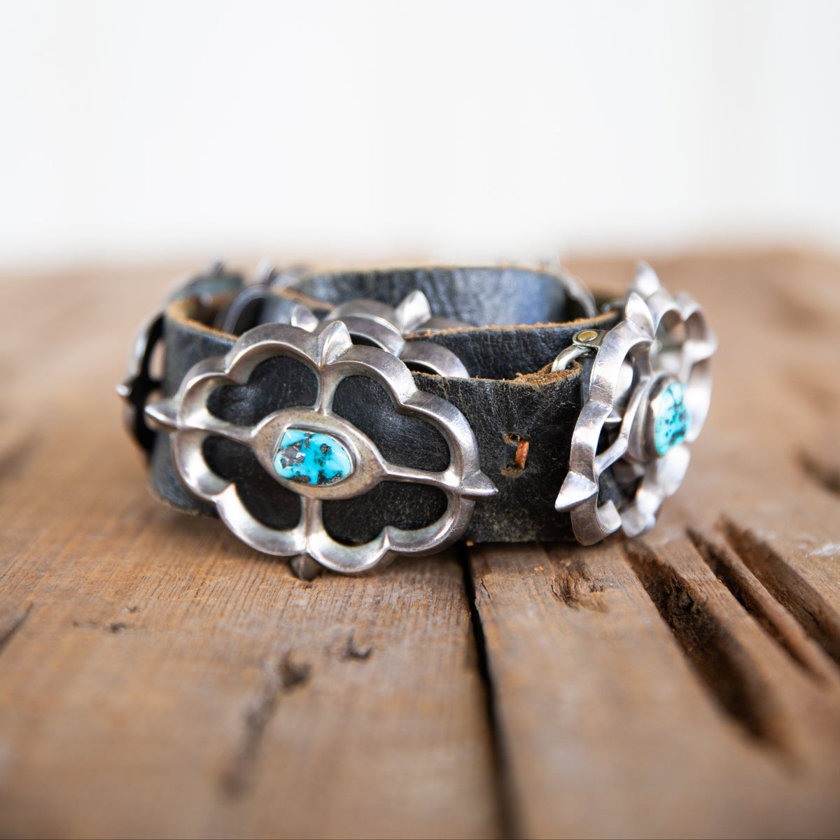 The Amigo | Vintage Sand Cast and Kingman Turquoise Leather Belt