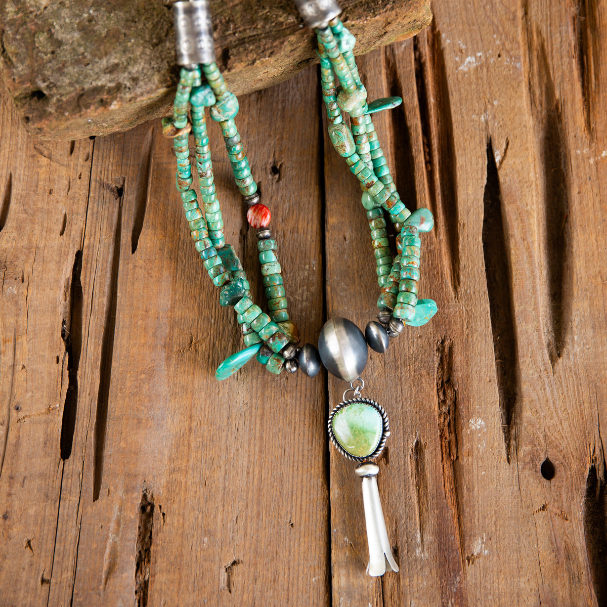 The Alpha | Vintage Mixed Stone Necklace with Pendant by Erick and Amelia Lewis Begay