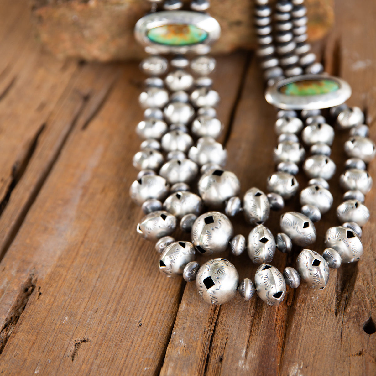 The Extra | Triple Strand Shadow Box Navajo Pearl & Earring Set by Lyanne Goodluck