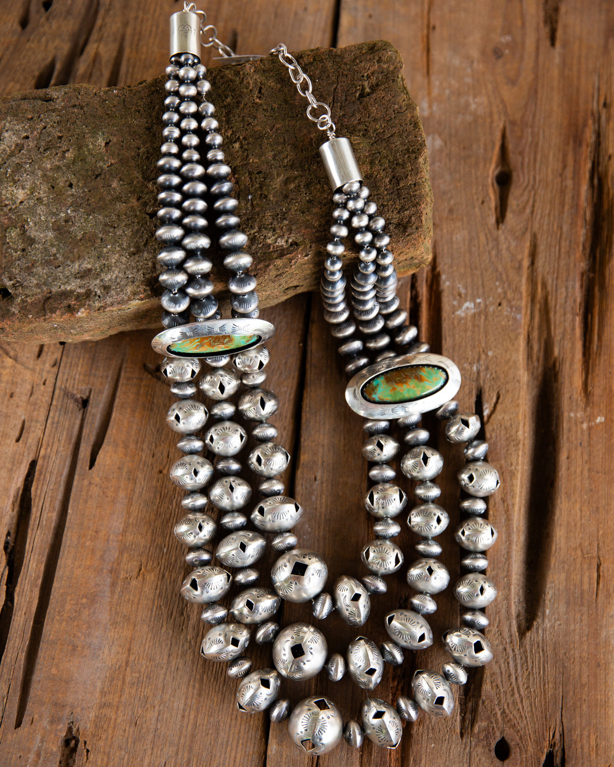 The Extra | Triple Strand Shadow Box Navajo Pearl & Earring Set by Lyanne Goodluck
