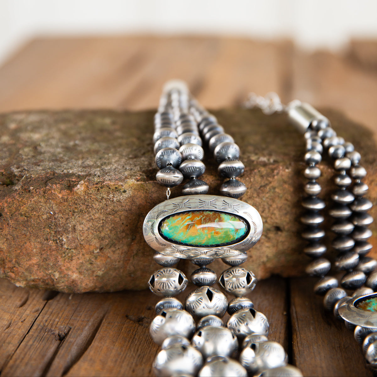 The Extra | Triple Strand Shadow Box Navajo Pearl & Earring Set by Lyanne Goodluck