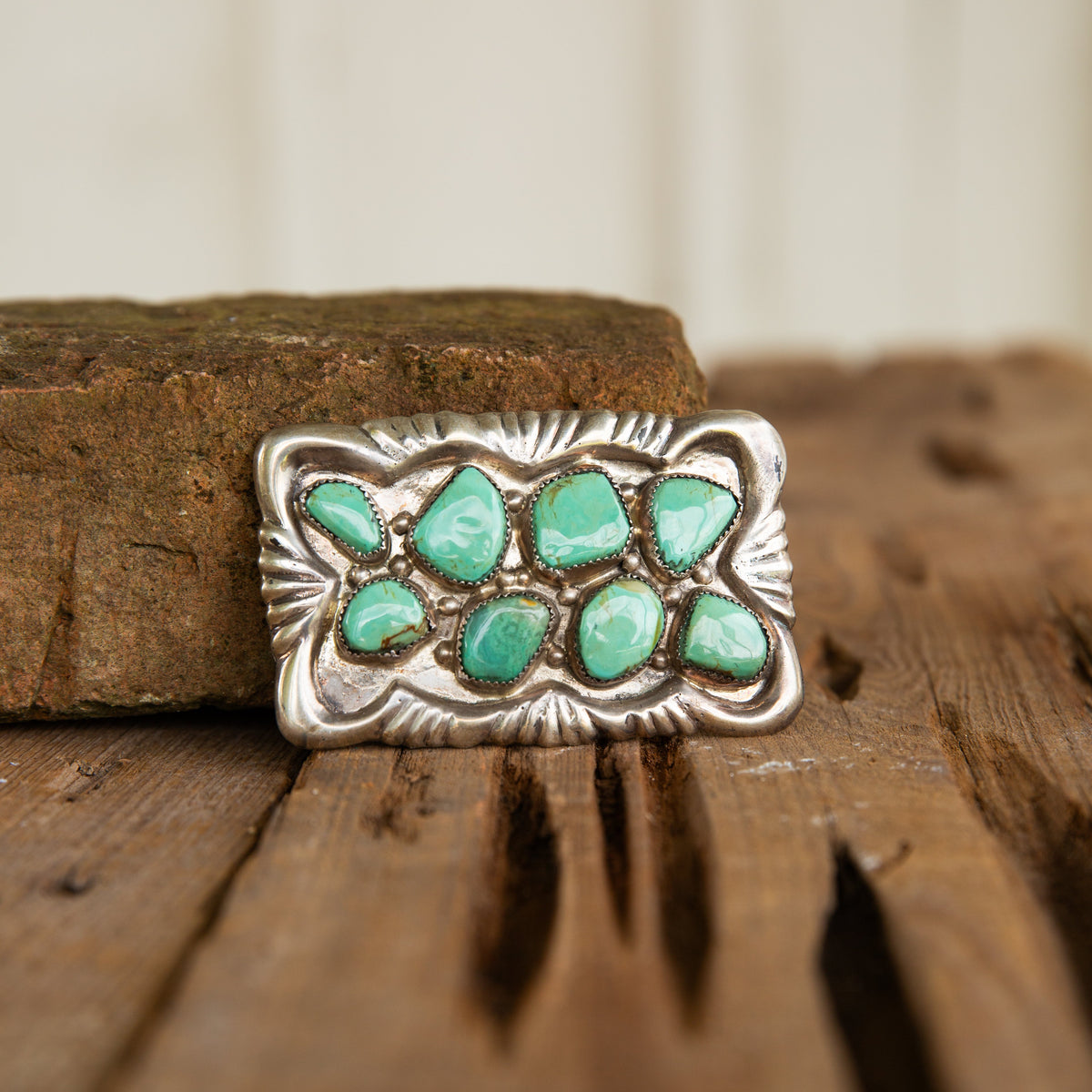 The Colfax | Vintage Turquoise Belt Buckle by Gail and Leander Leekity