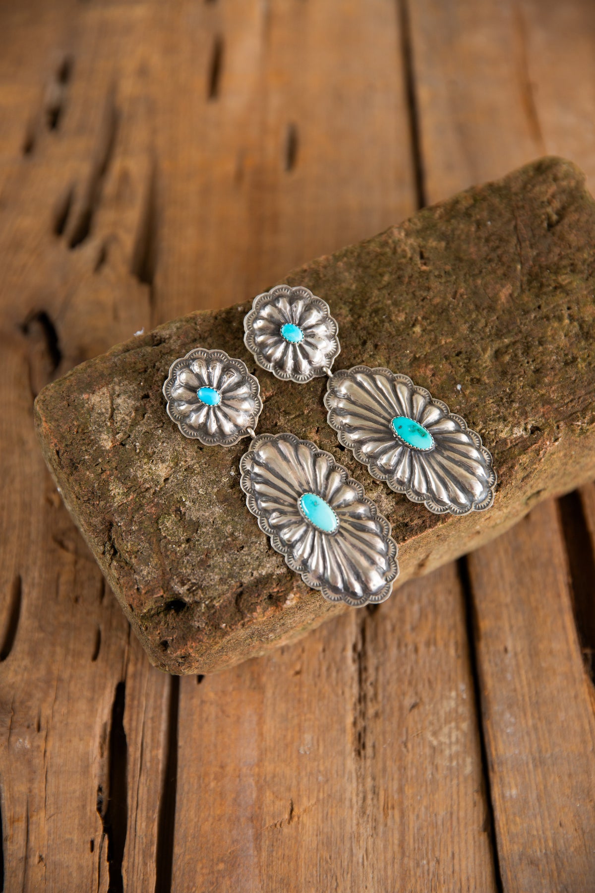 The Rylynn’s | Vintage Concho and Turquoise Dangle Earrings by Rita Lee