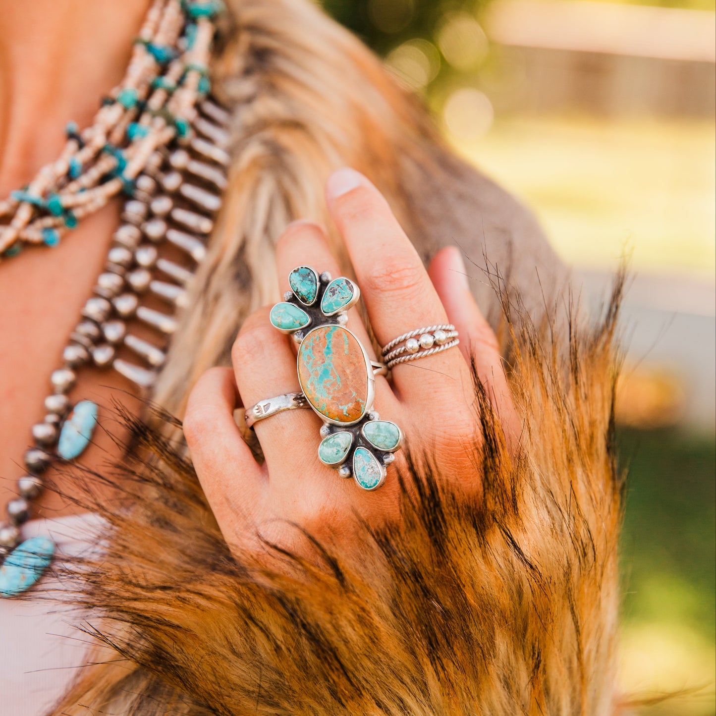 The Odessa | Royston Ribbon & Turquoise Ring by Ella Peter - Size 9.5