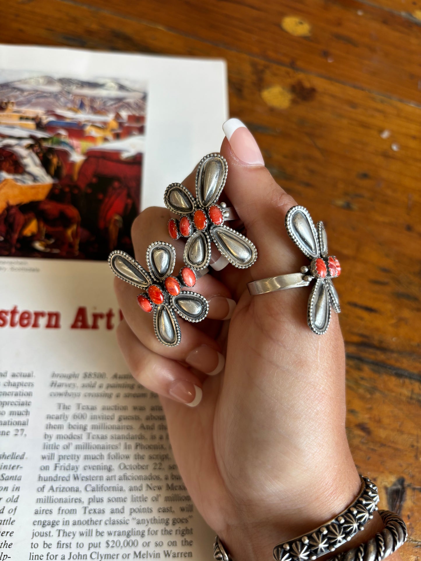 The Libelula Red Spiny Adjustable Ring