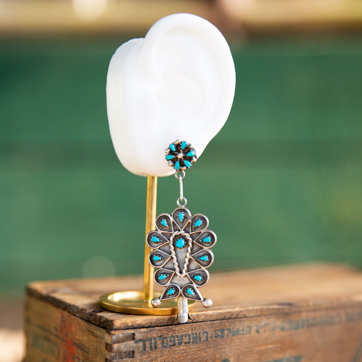 The Leekity's | Kingman Turquoise Earrings by Zuni Artiat Tricia Leekity