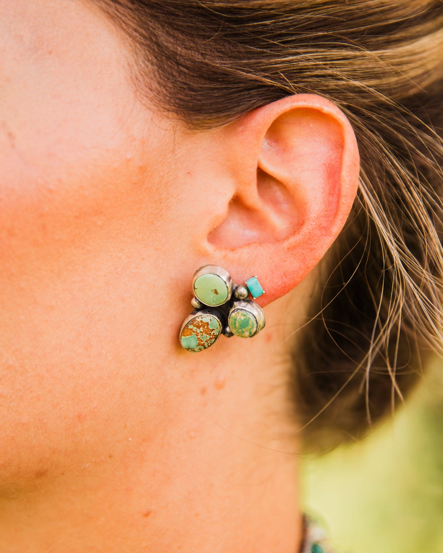 The Barlow's | Roystone Turquoise Cluster Stud Earrings by Bonnie Benally
