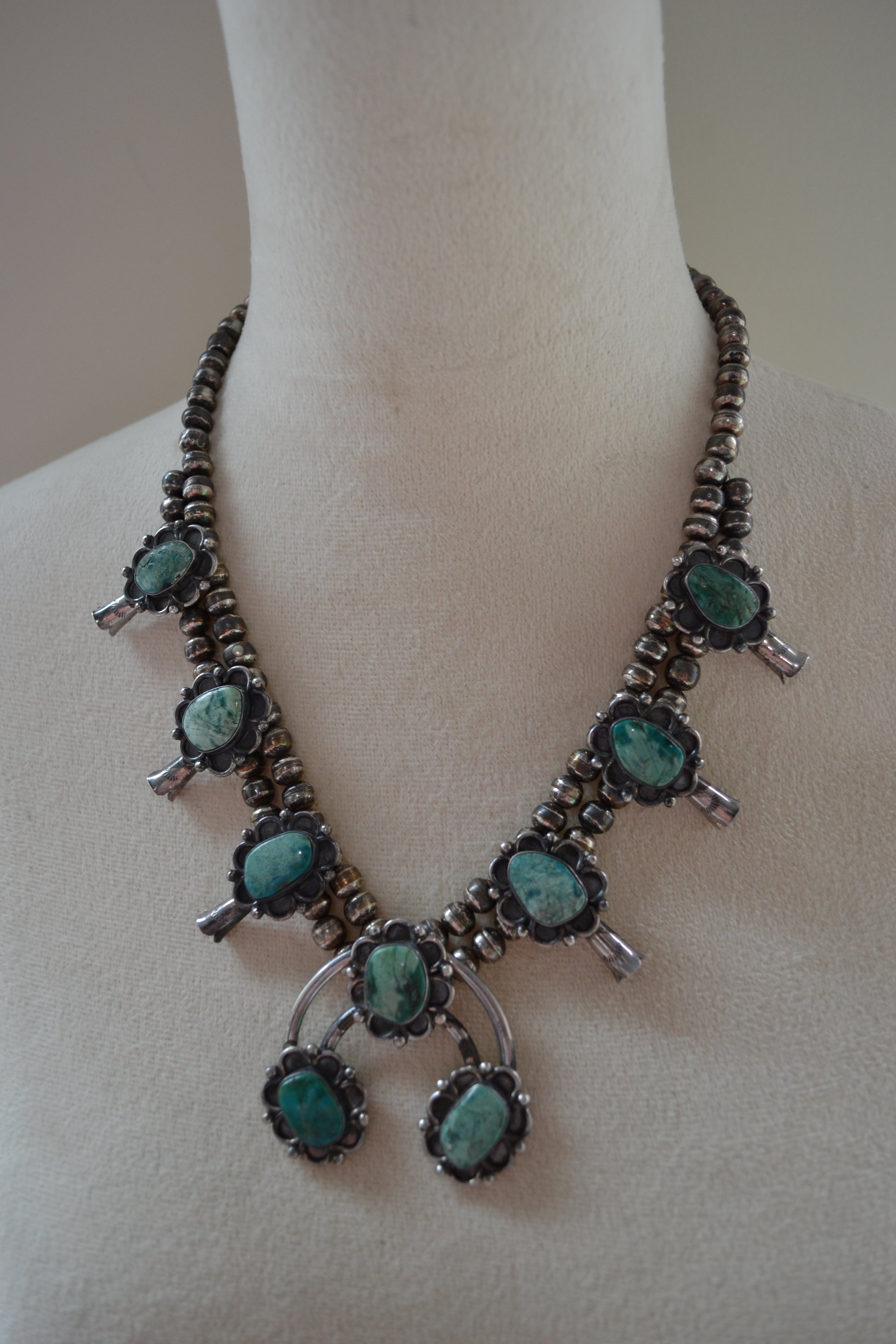 Vintage Turquoise Squash Blossom Necklace navajo jewelry
