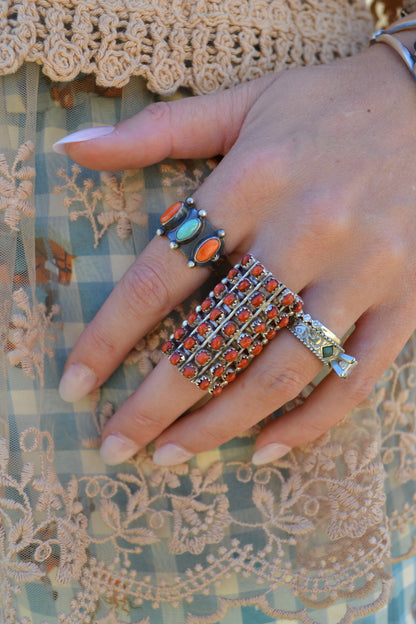 The Roja Red Coral Ring Size 8