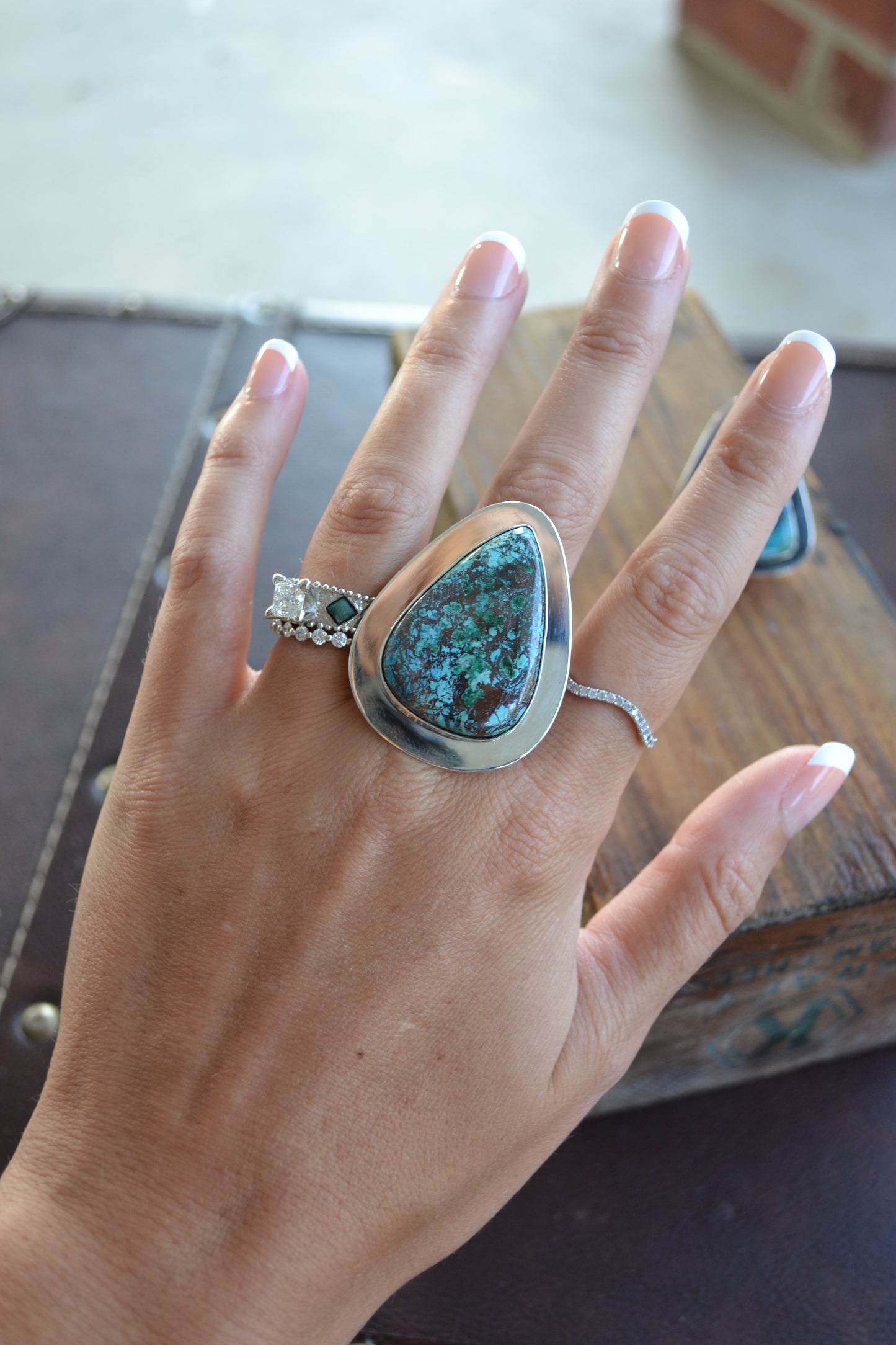 Black Friday Doorbuster - Chimney Butte’s Son Turquoise Rings SIZE 6.75