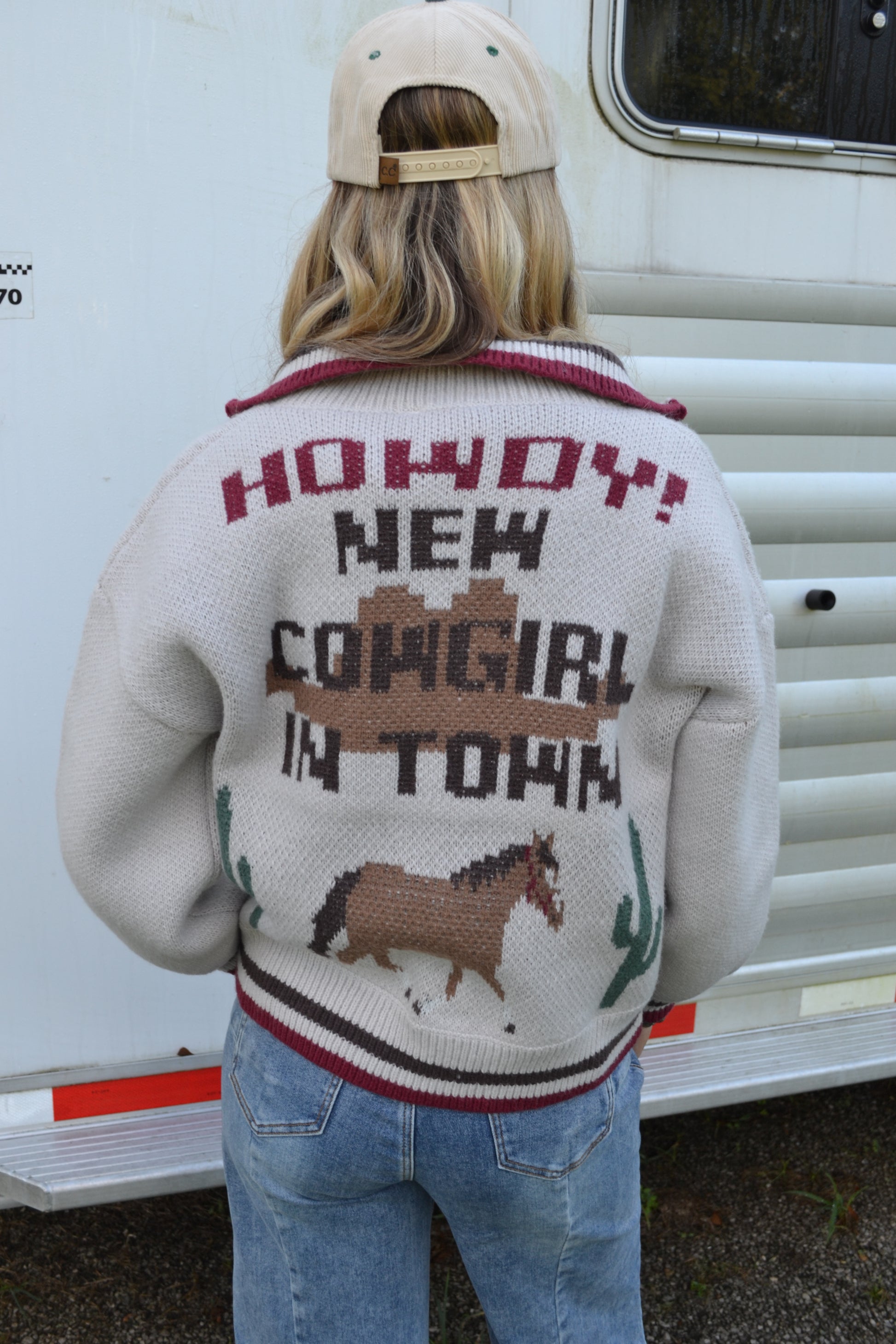 Cowgirl graphic sweater jacket 