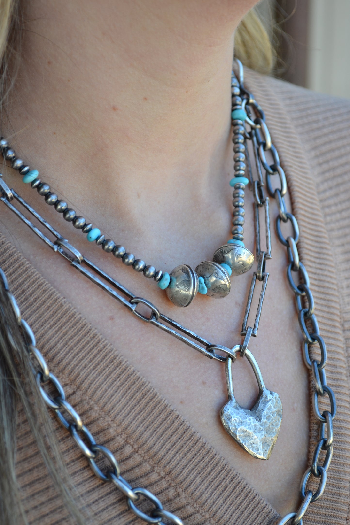 The Wiota | Mercury Dime Necklace & Turquoise Necklace