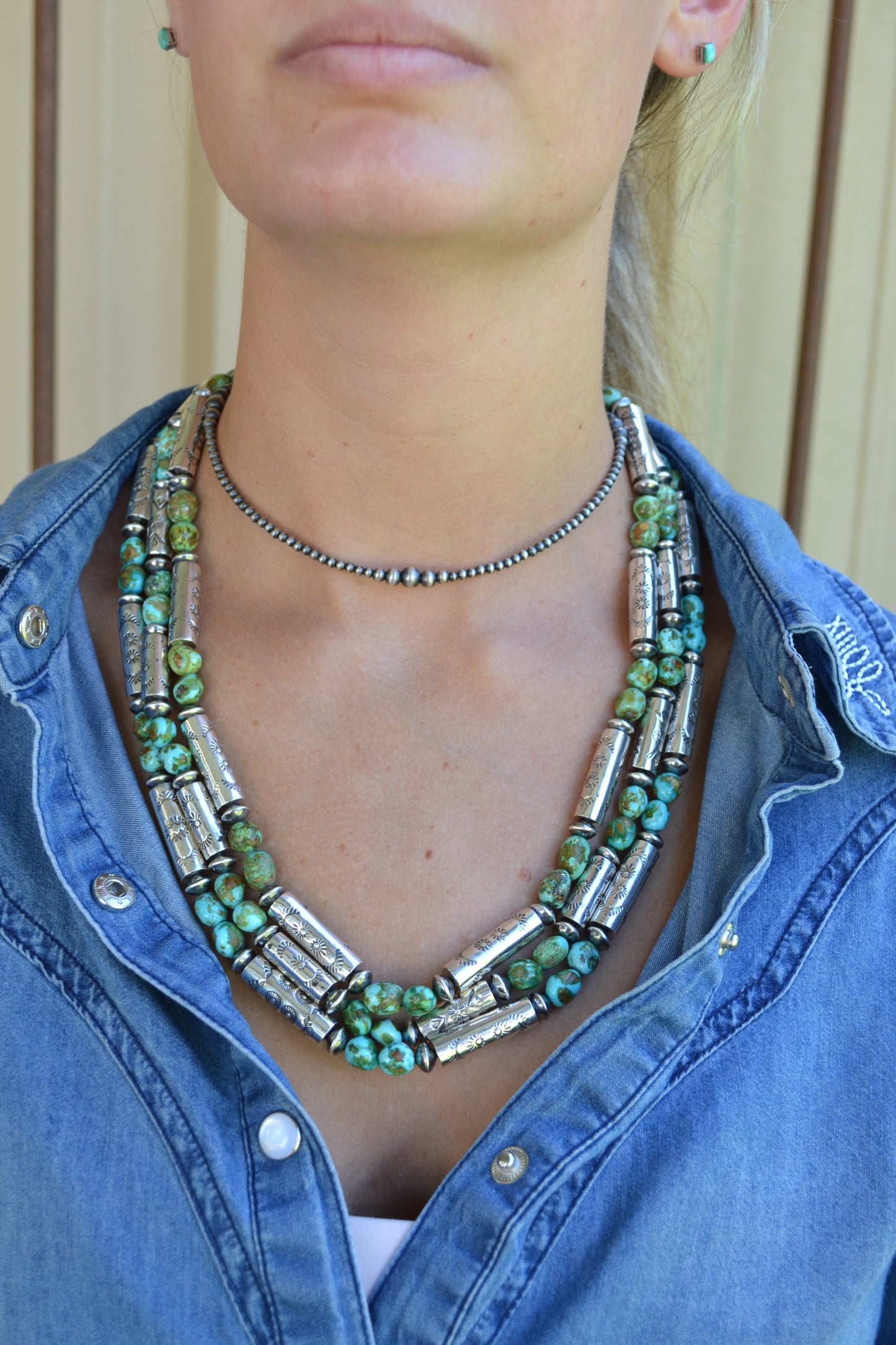 The Hatoria 24" Sonoran & Handcrafted Barrel Bead Necklace
