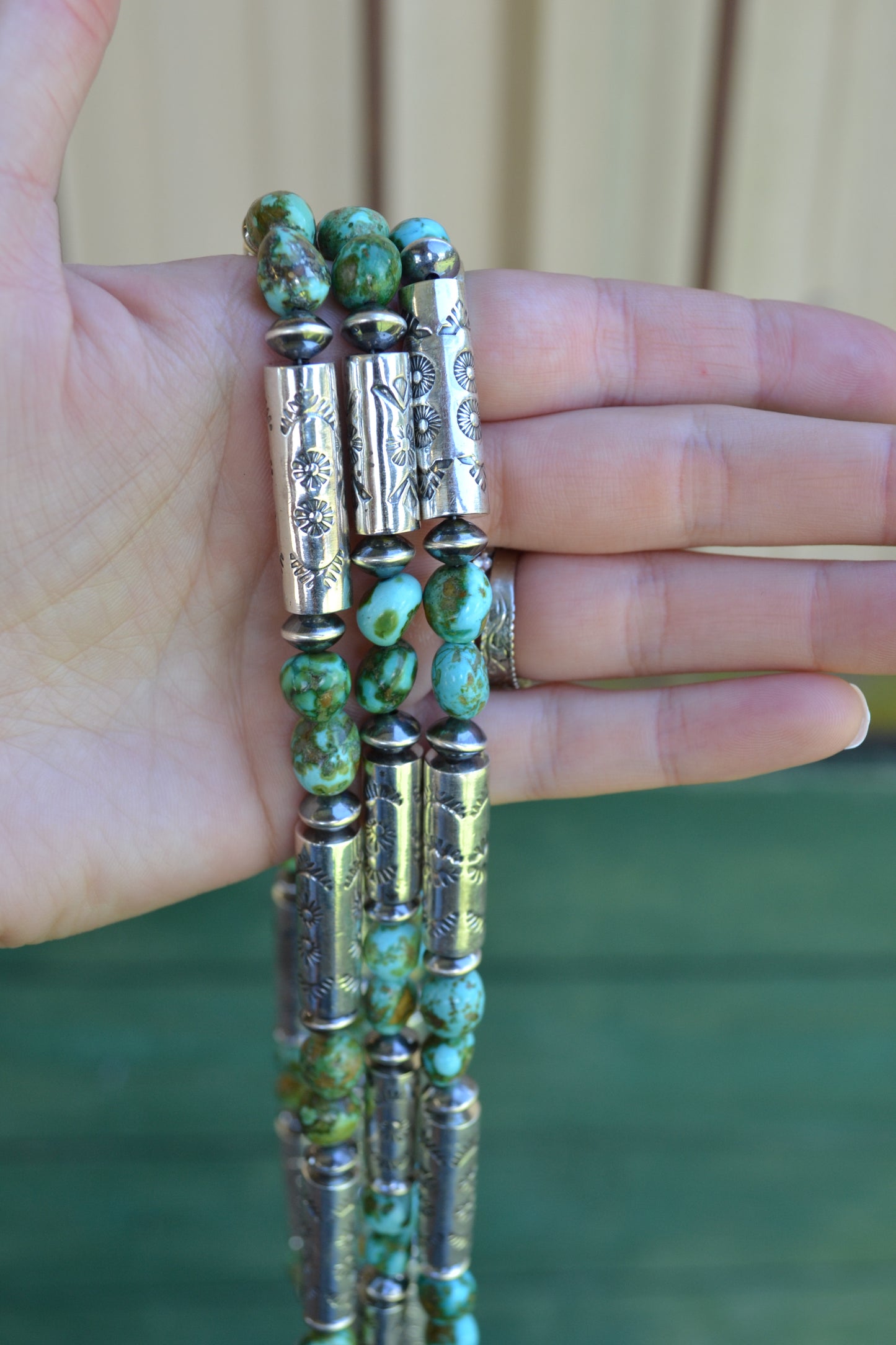 The Hatoria 24" Sonoran & Handcrafted Barrel Bead Necklace