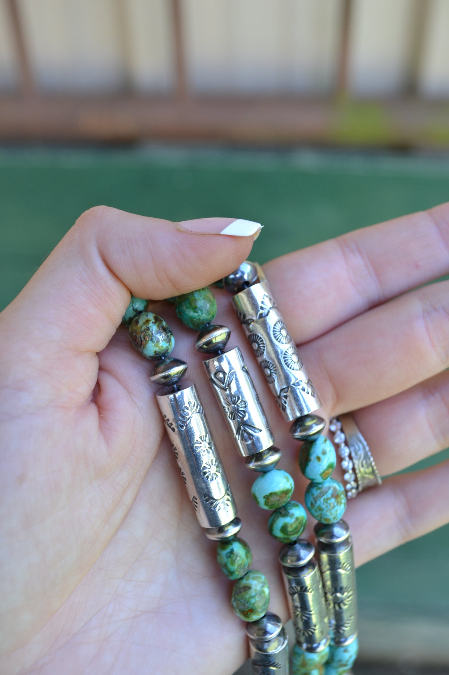 Sonoran gold barrel bead neclace