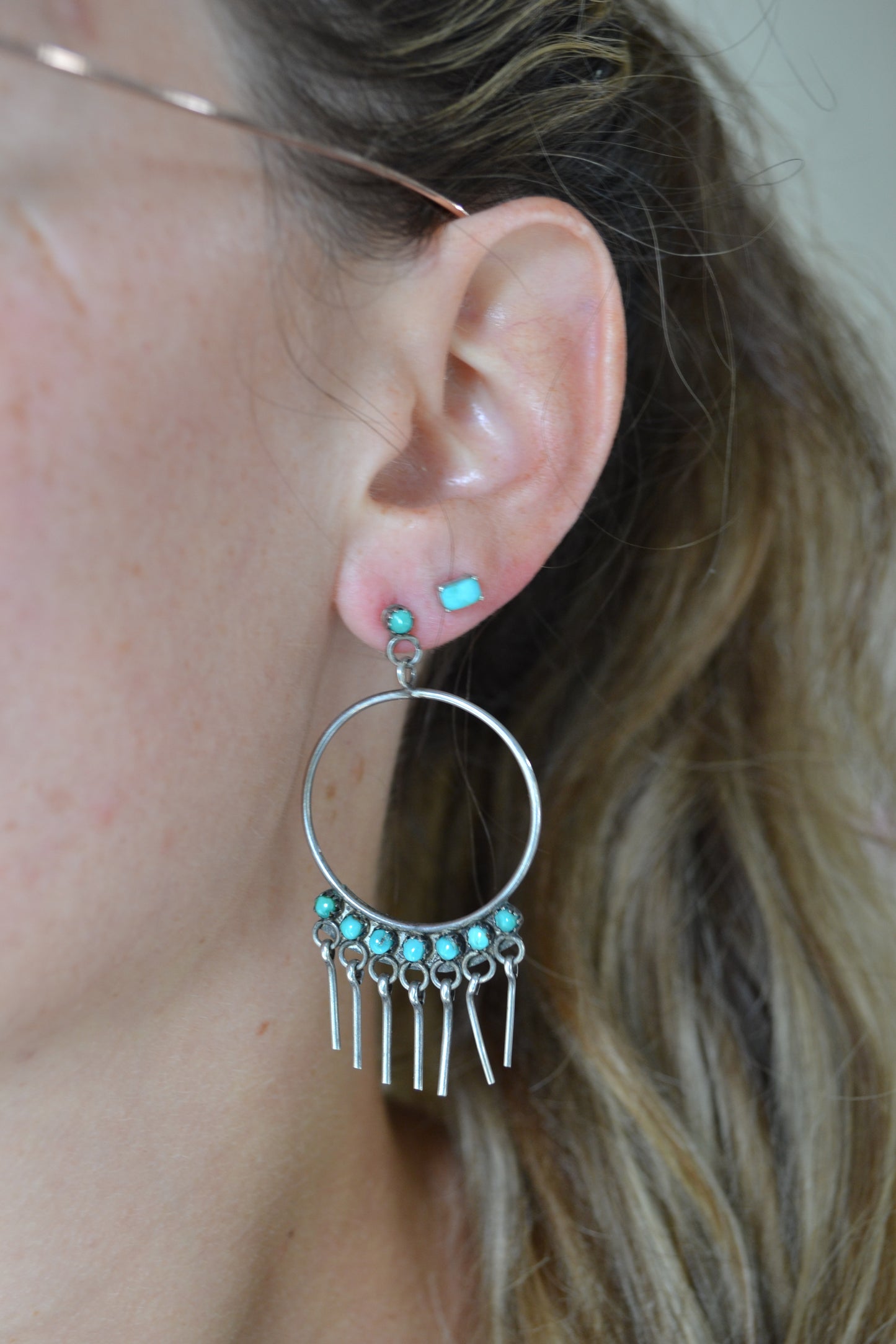 The Wellman's | Vintage Zuni Turquoise Hoop Earrings