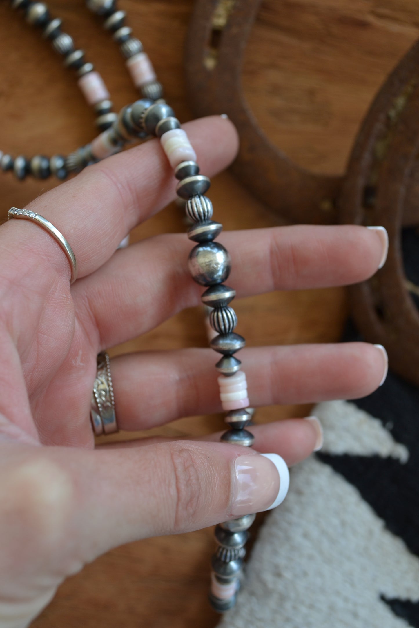 The Conyer| Pink Conch & Sterling Pearl Graduated Necklace by Chimney Butte