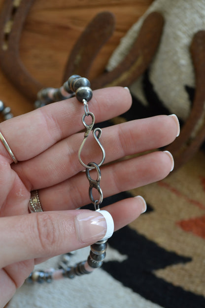 The Conyer| Pink Conch & Sterling Pearl Graduated Necklace by Chimney Butte
