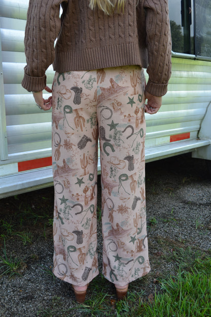 Western print pants