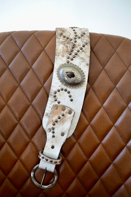The Rosen Cowhide Concho Belt